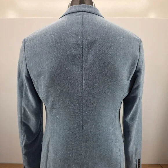 Mens $398 Slim-fit Thompson linen Blend Blue suit jacket